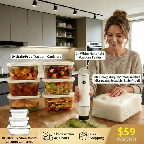 AirBlock Handheld Vacuum Sealer & Food Storage Bundle – Keep Food Fresh 5x Longer