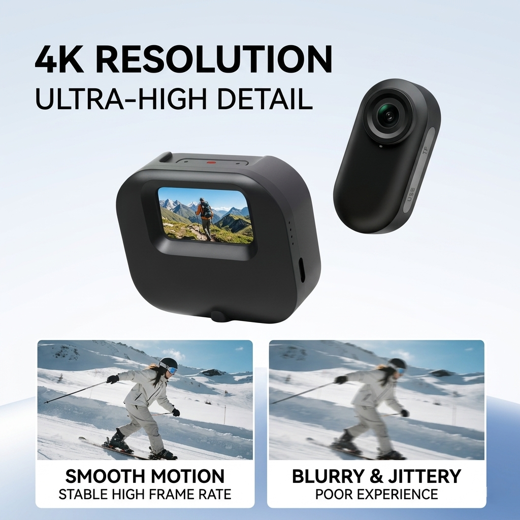 Thumb-Sized 4K/2.7K Mini Action Camera with Charging Case