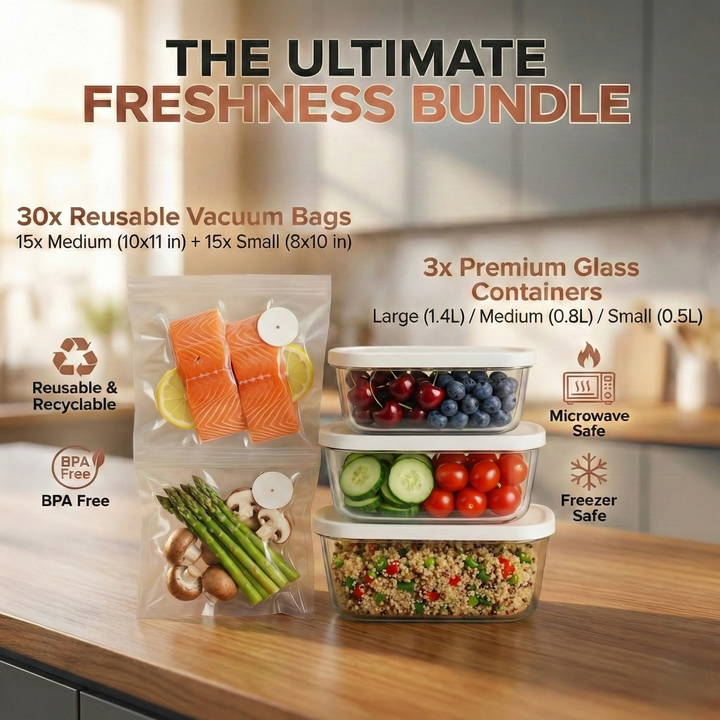 AirBlock Handheld Vacuum Sealer & Food Storage Bundle – Keep Food Fresh 5x Longer