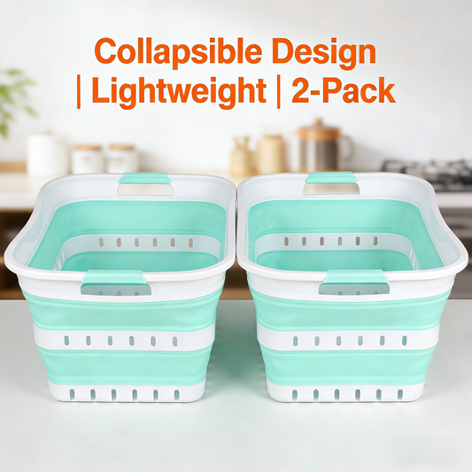 2-Pack Collapsible Laundry Basket - Space-Saving Ventilated Organizer