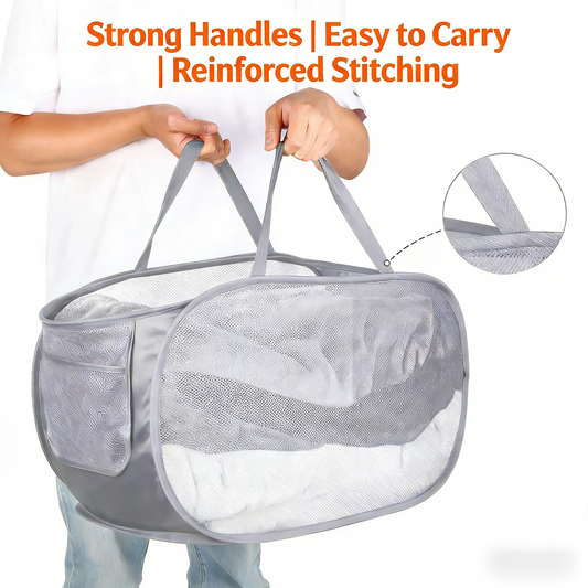 76L Collapsible Mesh Laundry Hamper - Breathable Family-Size Organizer