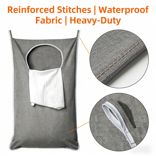XL Hanging Laundry Hamper, Extra Large Tear-resistance Door Hamper with 2 Types Hooks for Dirty Clothes
