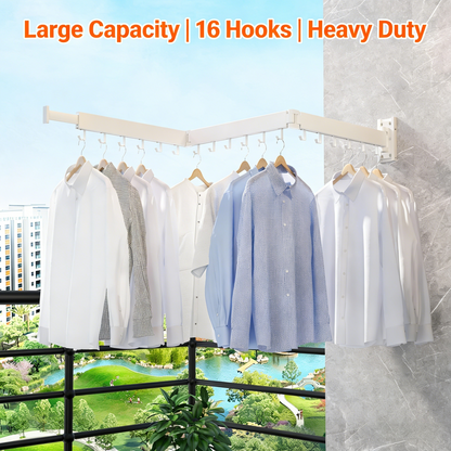 360° Rotatable Foldable Wall Hanger - 16 Hooks Space-Saving Organizer for Home
