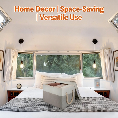 Foldable Fabric Storage Bin with Cotton Rope Handle - Multi-Purpose Organizer for Home