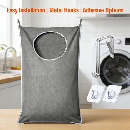 XL Hanging Laundry Hamper, Extra Large Tear-resistance Door Hamper with 2 Types Hooks for Dirty Clothes