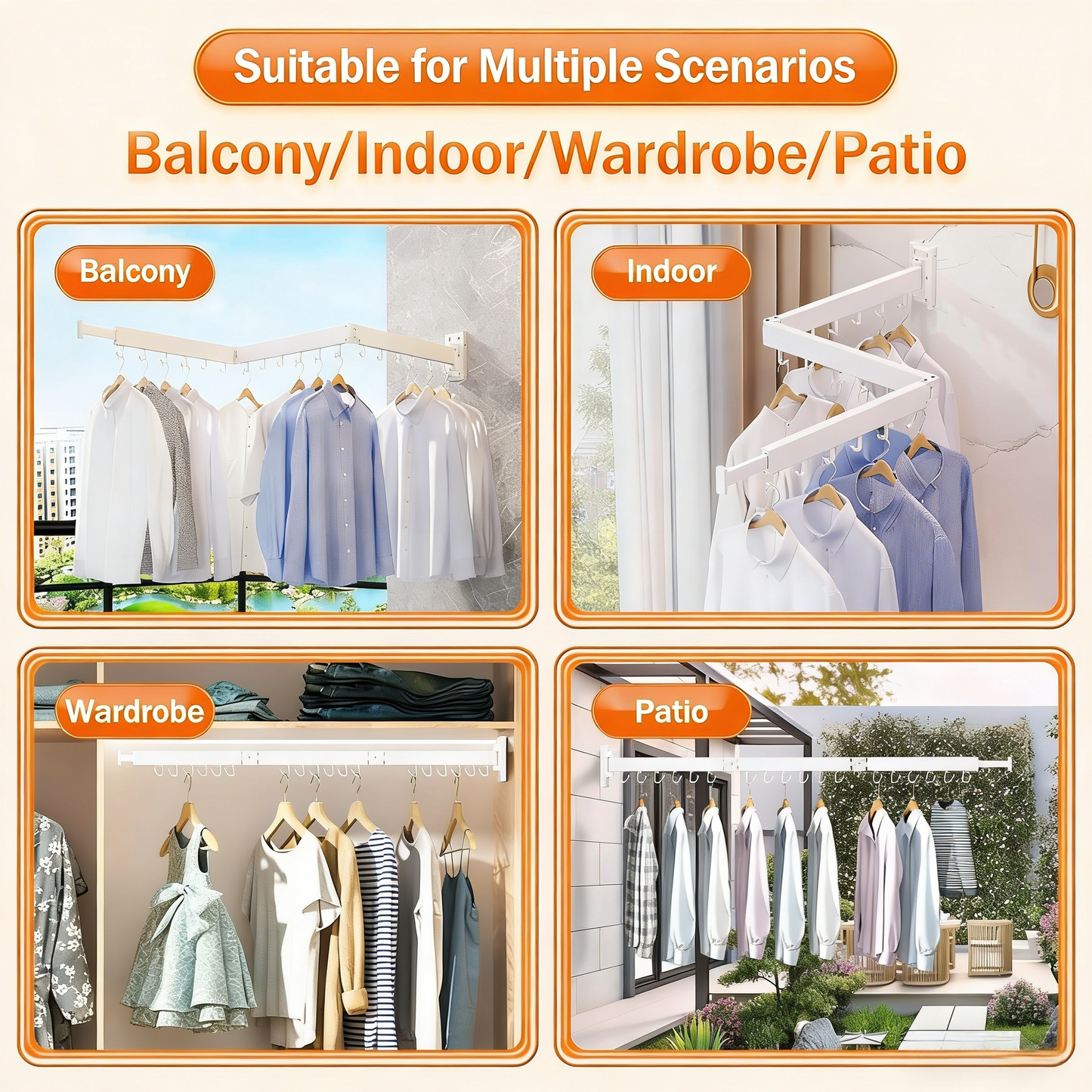 360° Rotatable Foldable Wall Hanger - 16 Hooks Space-Saving Organizer for Home