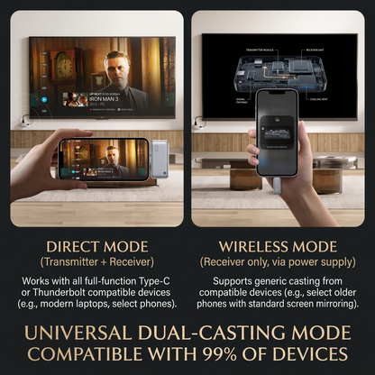 Wireless Screen Casting Adapter with Rotatable Screen Compatibility