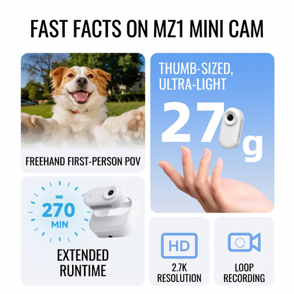 Thumb-Sized 4K/2.7K Mini Action Camera with Charging Case