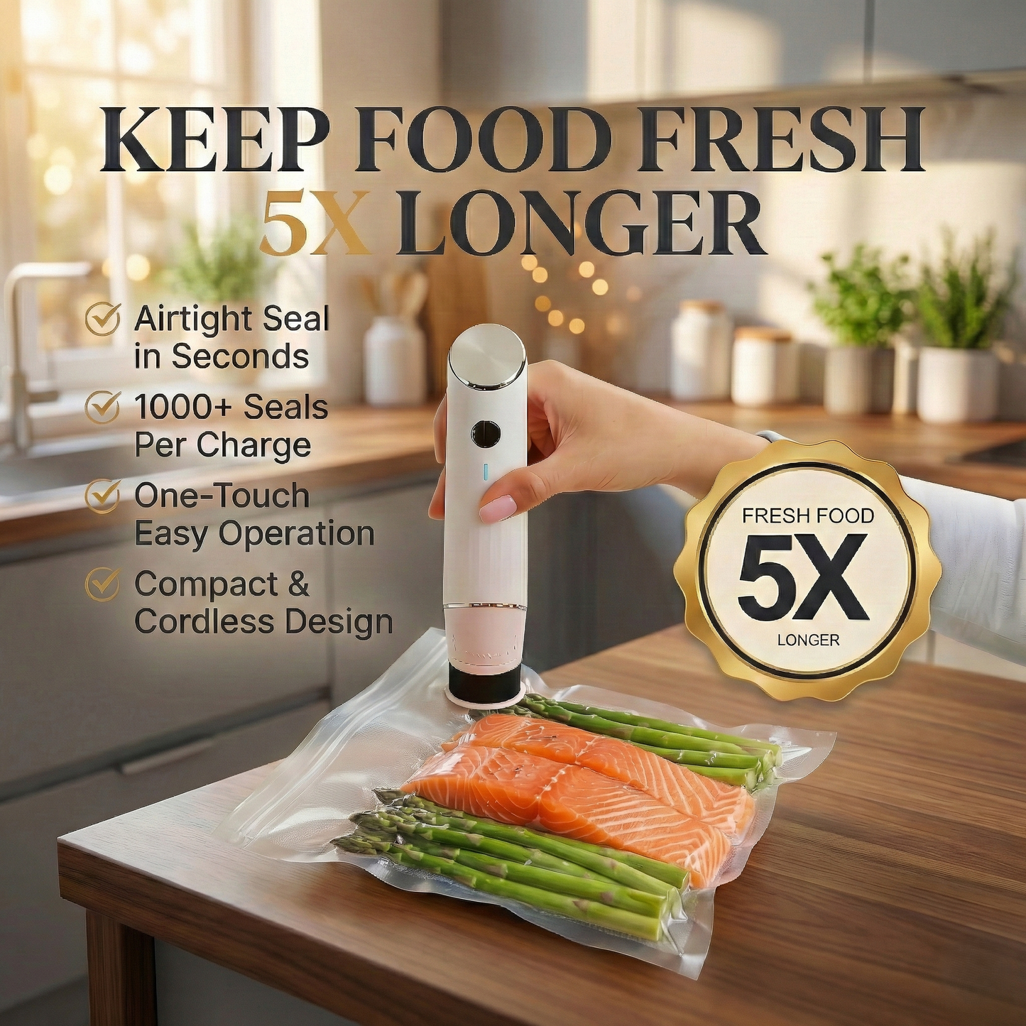 AirBlock Handheld Vacuum Sealer & Food Storage Bundle – Keep Food Fresh 5x Longer