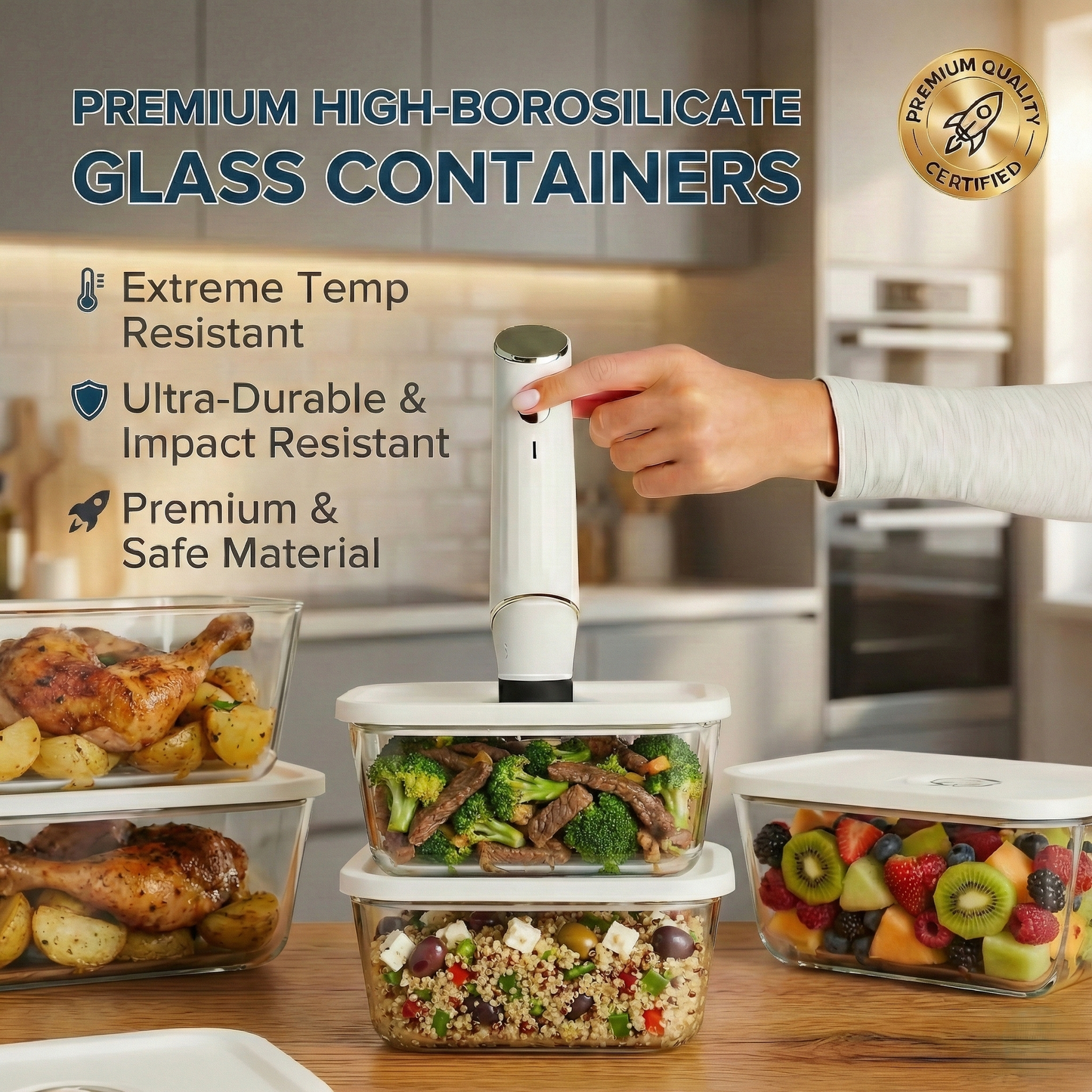 AirBlock Handheld Vacuum Sealer & Food Storage Bundle – Keep Food Fresh 5x Longer