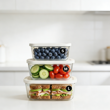 3-Piece Vacuum Seal Glass Food Storage Containers – Keep Food Fresh 5x Longer