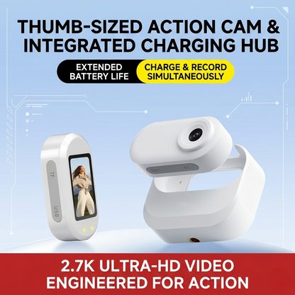 Thumb-Sized 4K/2.7K Mini Action Camera with Charging Case