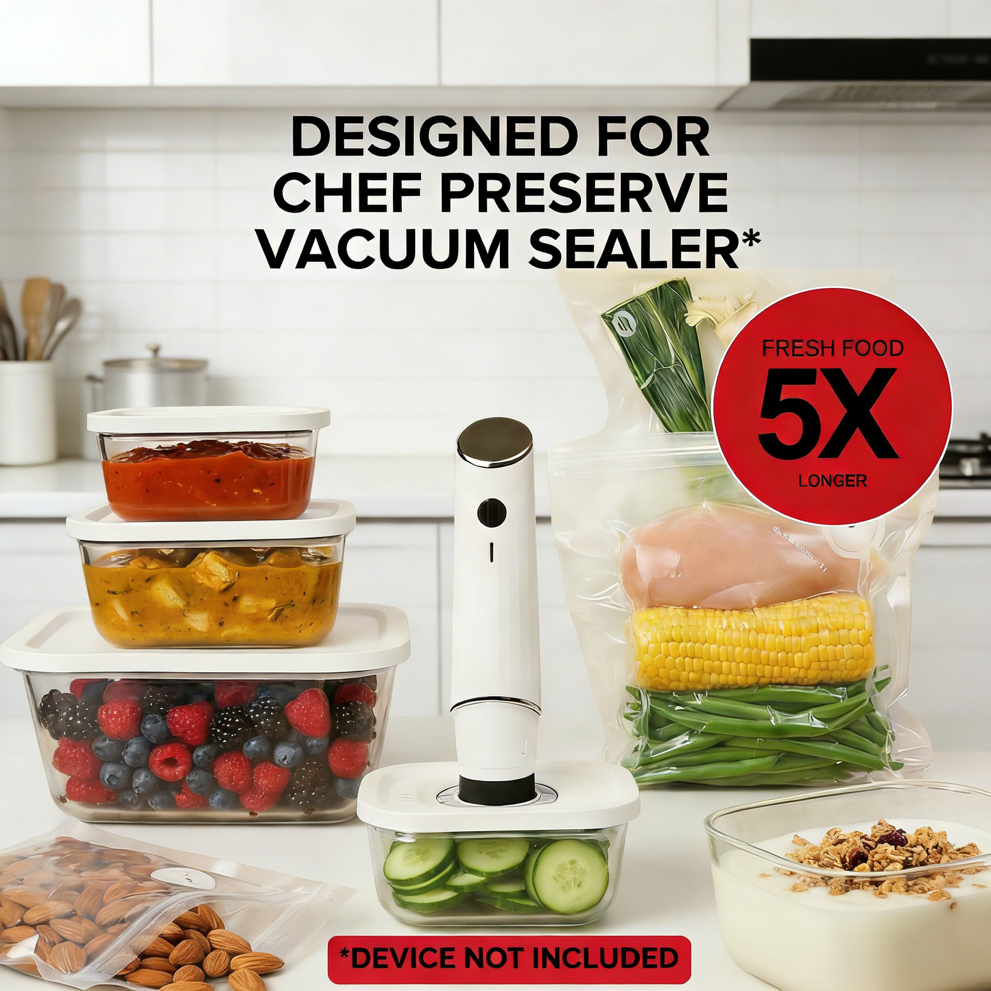 3-Piece Vacuum Seal Glass Food Storage Containers – Keep Food Fresh 5x Longer