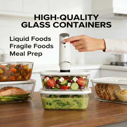 3-Piece Vacuum Seal Glass Food Storage Containers – Keep Food Fresh 5x Longer