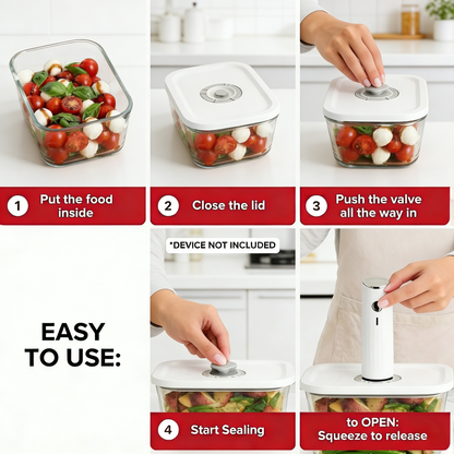 3-Piece Vacuum Seal Glass Food Storage Containers – Keep Food Fresh 5x Longer